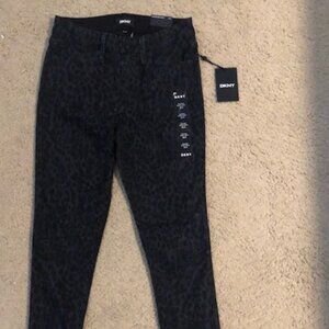 DKNY Black Leopard High Rise Skinny Ankle Jeans Pants - Size 25 S Brand NEW BNWT